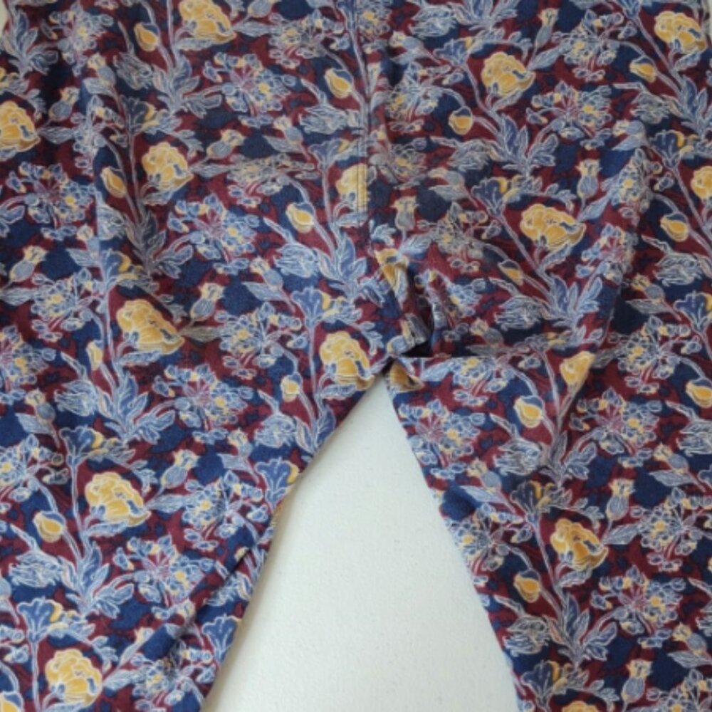LulaRoe One Size 2-10 Maroon Blue Floral Leggings (N1) - Picture 4 of 4